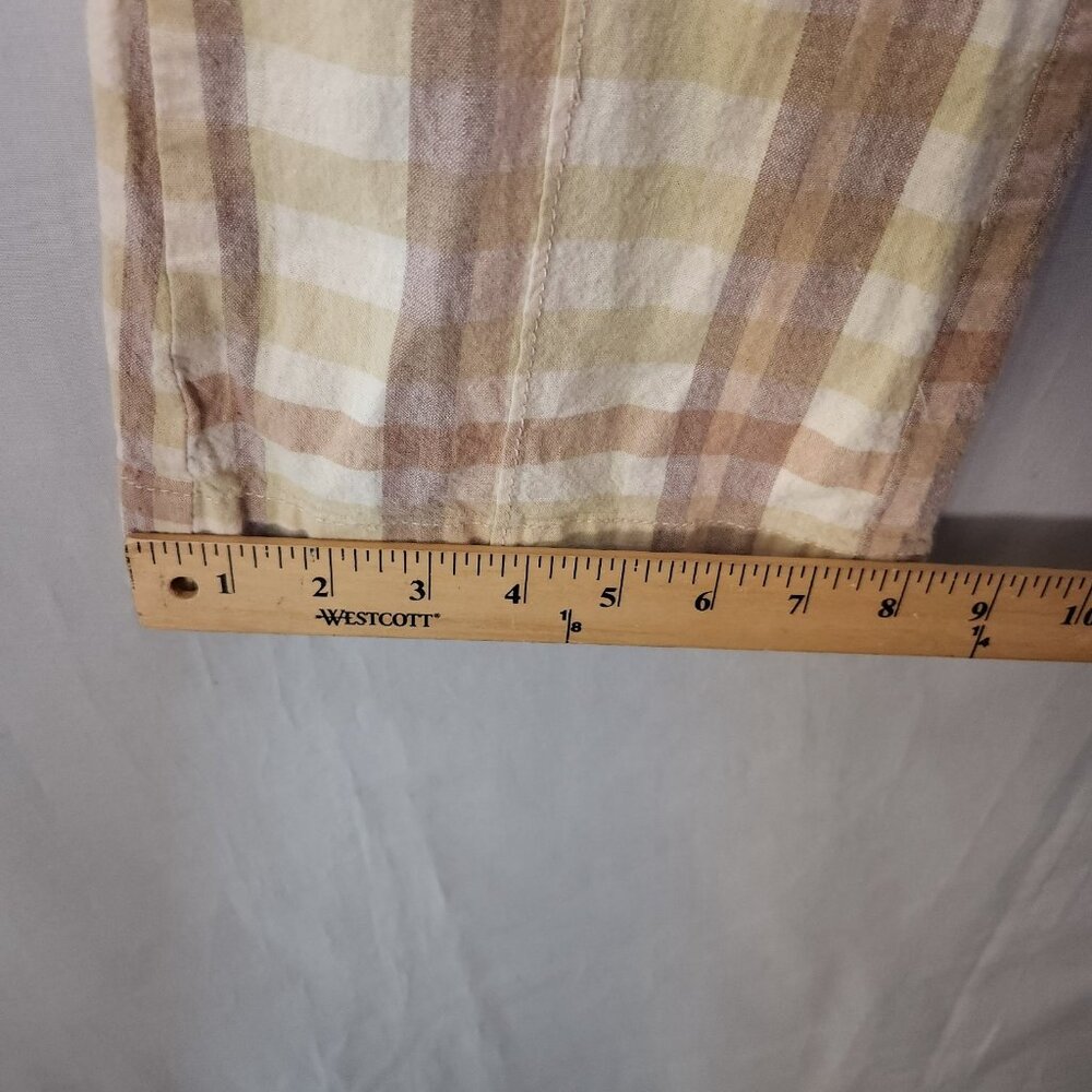 Free People Plaid Flare Pants Womens 0 Linen Blend Low Rise Retro Hippie Boho - Picture 12 of 16